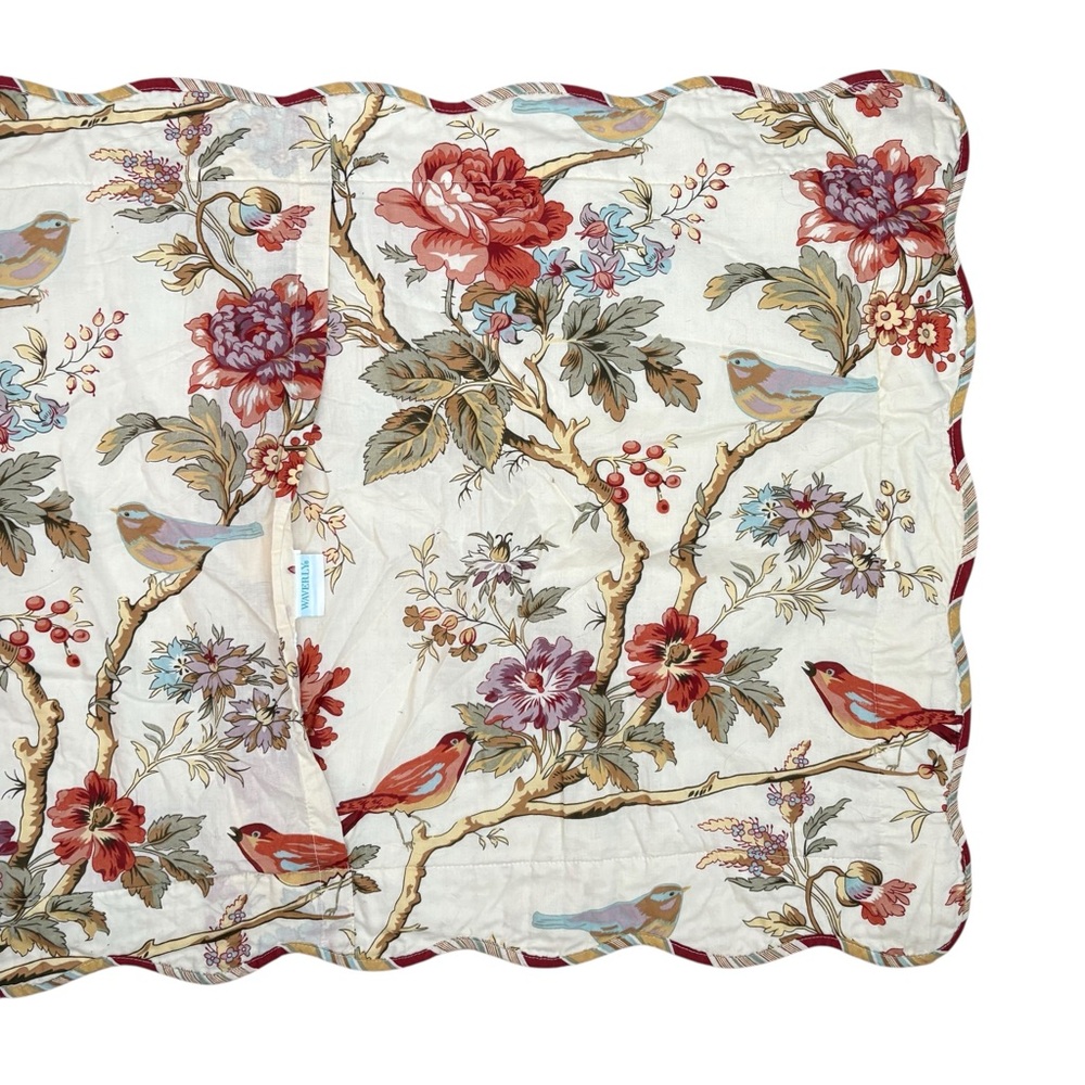 Waverly Charleston Chirp Quilted King Pillow Sham Scalloped Edge Floral - Picture 4 of 9